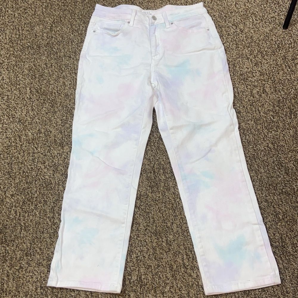 Time And Tru Women's White Jeans Rainbow Size 8